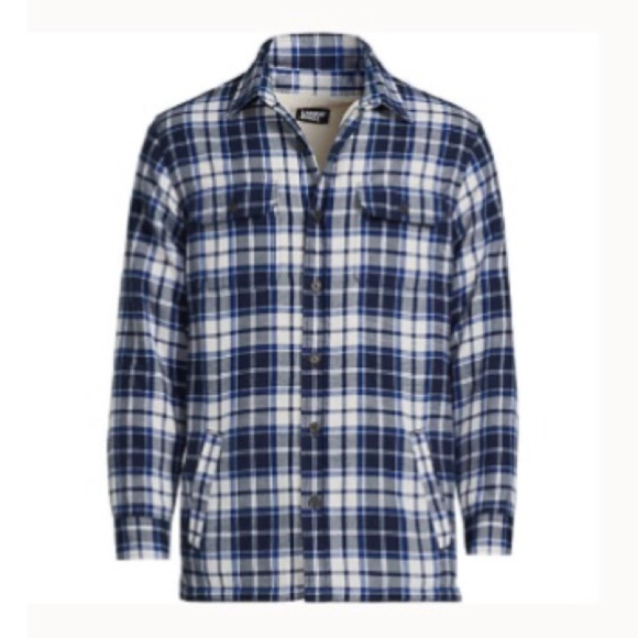 Lands' End Other - LANDSEND Men's Flannel Sherpa Lined Shirt Jacket with Pockets